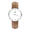 Victoria Park - Designer Watch Timepiece in Silver with Brown Alligator Style Genuine Leather and Baton Style Face