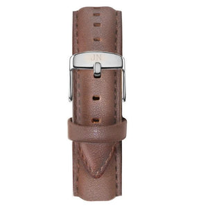 Eglinton - Designer Watch Timepiece in Silver with Genuine Brown Leather and Baton Style Face - Strap