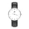 Old Mill - Designer Watch Timepiece in Silver with Genuine Black Leather and Baton Style Face