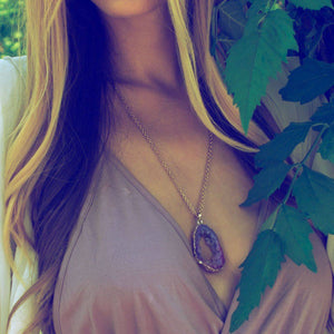 Violet Cosmos Crystal Druzy Necklace