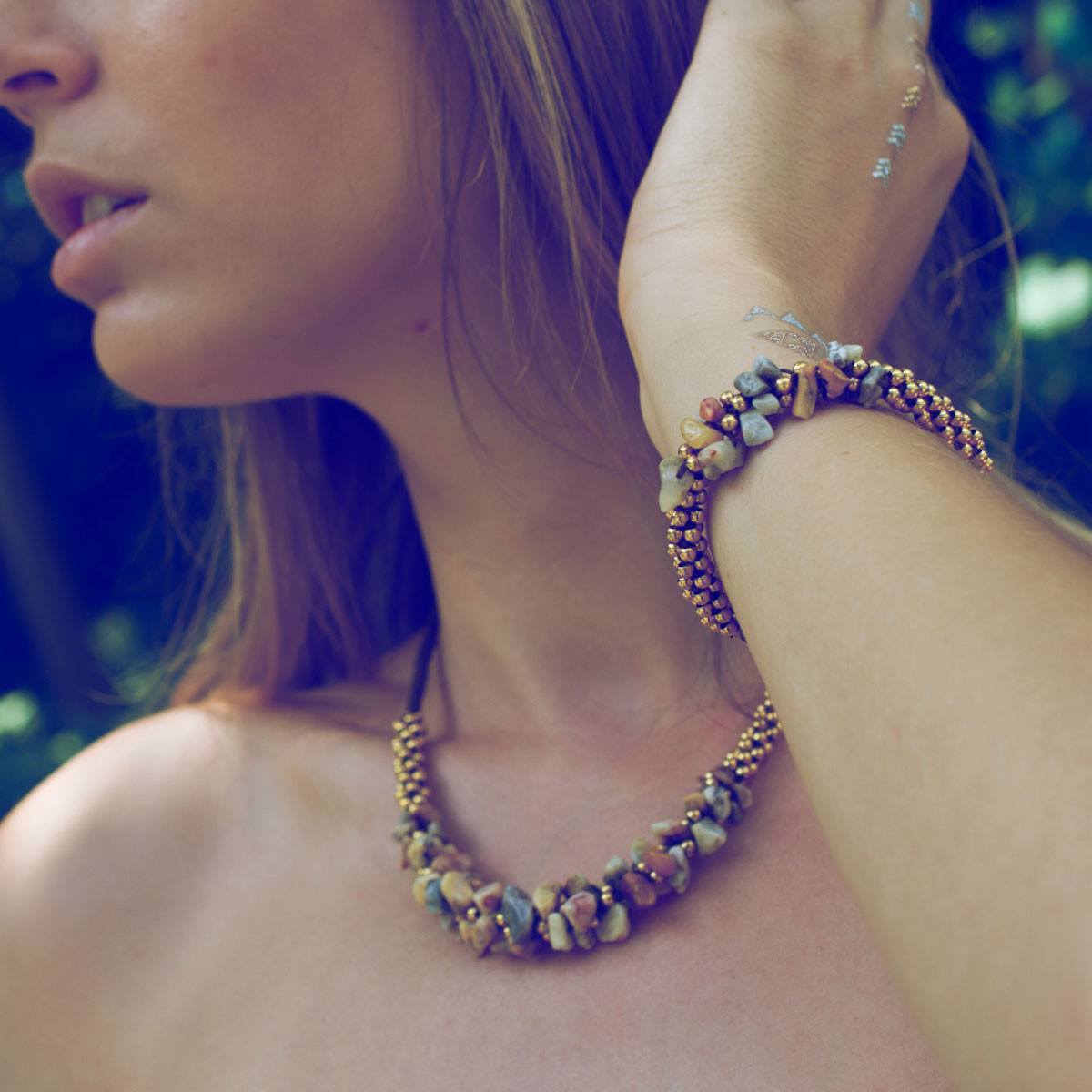 Wooden Line Jasper Terra Bella Bracelet | 18k Gold