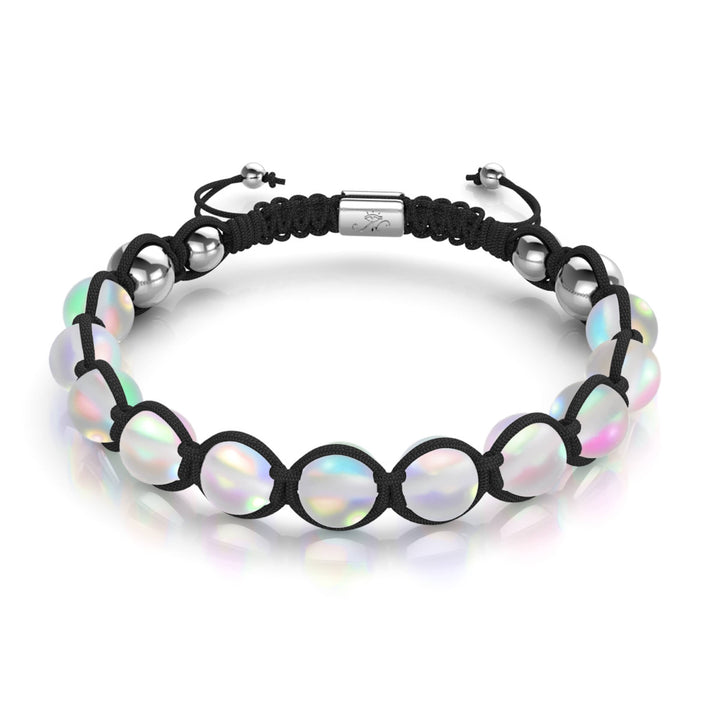 Black | Rainbow White | Silver | Mermaid Glass Charmballa Bracelet | Mens