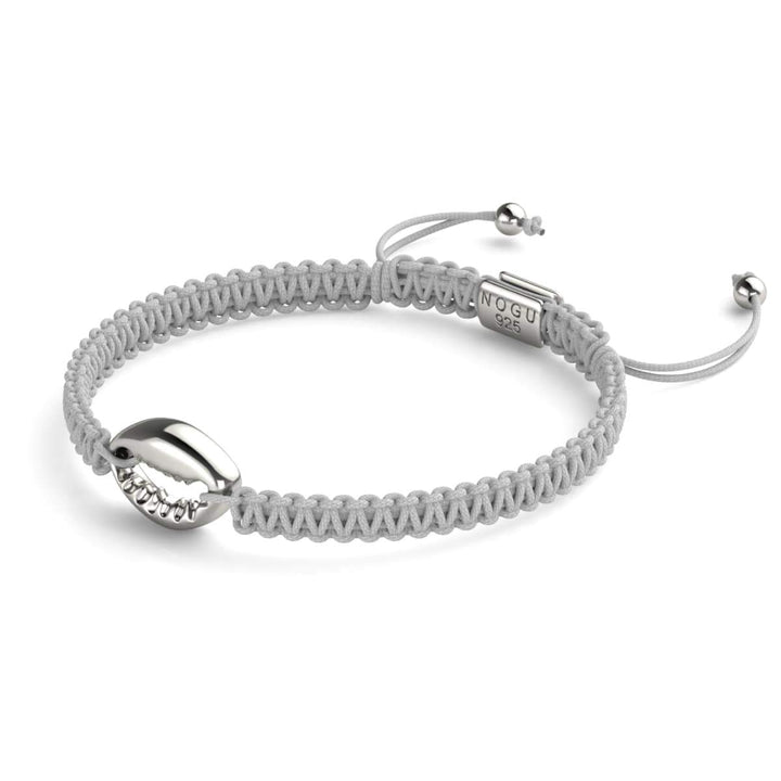 Cowrie Shell White Macrame Bracelet | .925 Sterling Silver