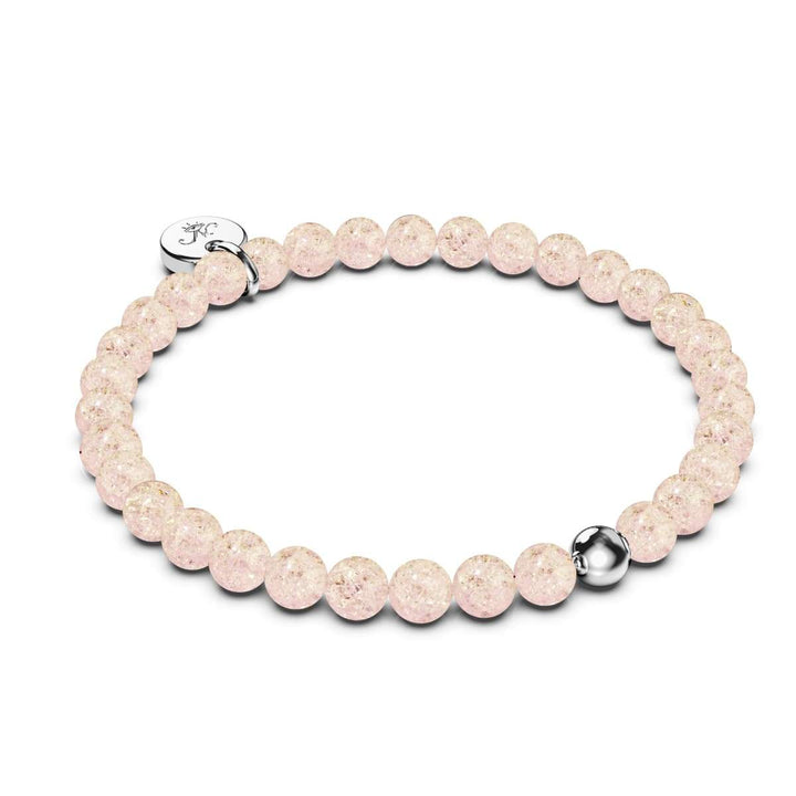 Champagne | .925 Sterling Silver | Glitter Glass Bead Bracelet