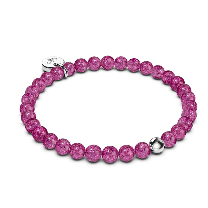Cranberry | .925 Sterling Silver | Glitter Glass Bead Bracelet