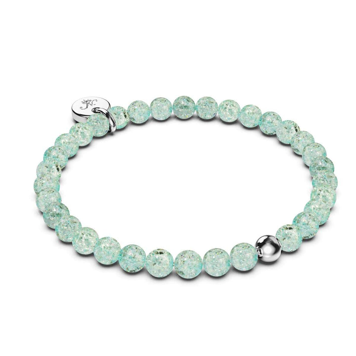 Mint | .925 Sterling Silver | Glitter Glass Bead Bracelet