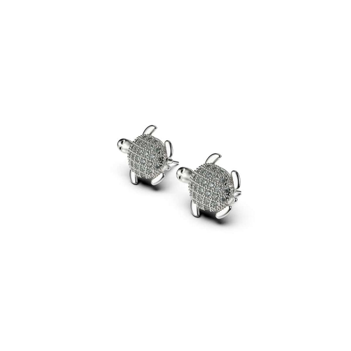 Tortuga | 18k White Gold Vermeil | .925 Sterling Silver | Cubic Zirconia Crystal Sea Turtle Earrings