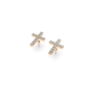 Blessed | 18k Rose Gold Vermeil | .925 Sterling Silver  | Cubic Zirconia Crystal Cross Earrings