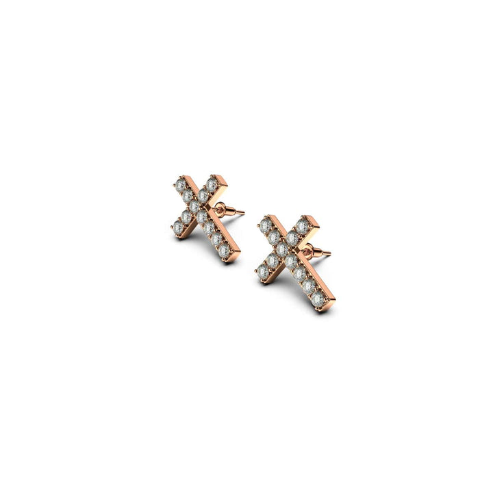 Blessed | 18k Rose Gold Vermeil | .925 Sterling Silver  | Cubic Zirconia Crystal Cross Earrings