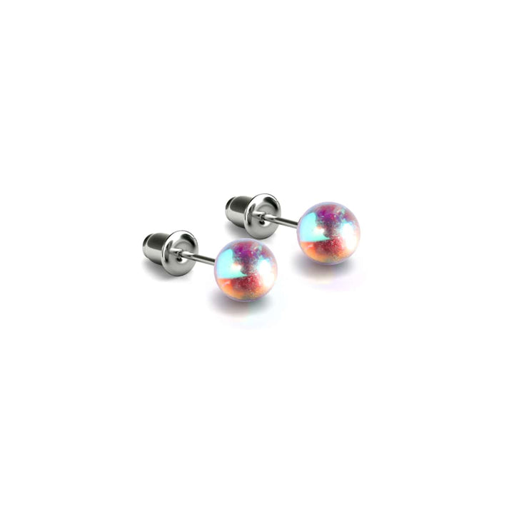 Rainbow Supernova | .925 Sterling Silver | Galaxy Glass Mini Stud Earrings