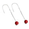 Coral | .925 Sterling Silver | Gemstone Chain Drop Threader Earrings