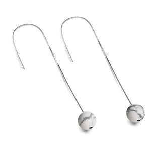 Howlite | .925 Sterling Silver | Gemstone Chain Drop Threader Earrings