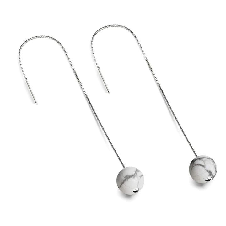 Howlite | .925 Sterling Silver | Gemstone Chain Drop Threader Earrings