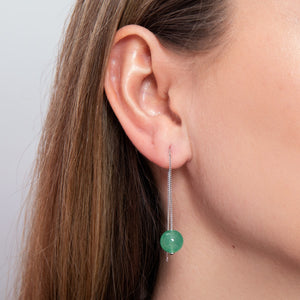 Green Jade | .925 Sterling Silver | Gemstone Chain Drop Threader Earrings