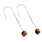 Tigers Eye | .925 Sterling Silver | Chain Drop Threader Gemstone Earrings