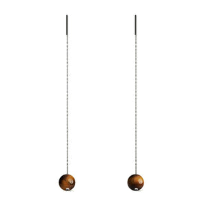 Tigers Eye | .925 Sterling Silver | Chain Drop Threader Gemstone Earrings