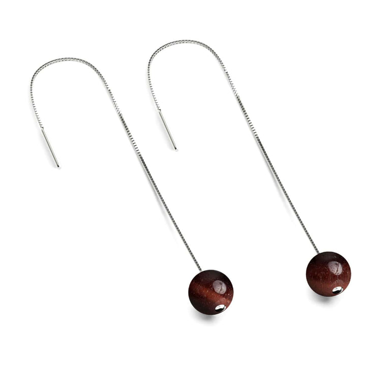 Red Tigers Eye | .925 Sterling Silver | Gemstone Chain Drop Threader Earrings