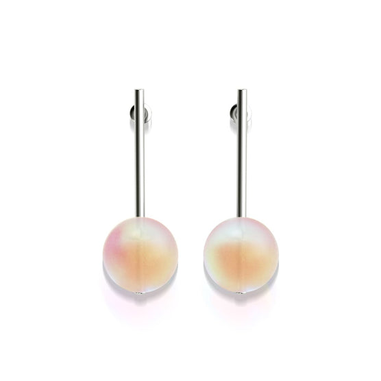 Peach | White Gold Vermeil | Mermaid Glass Drop Earrings