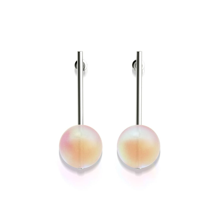 Peach | White Gold Vermeil | Mermaid Glass Drop Earrings