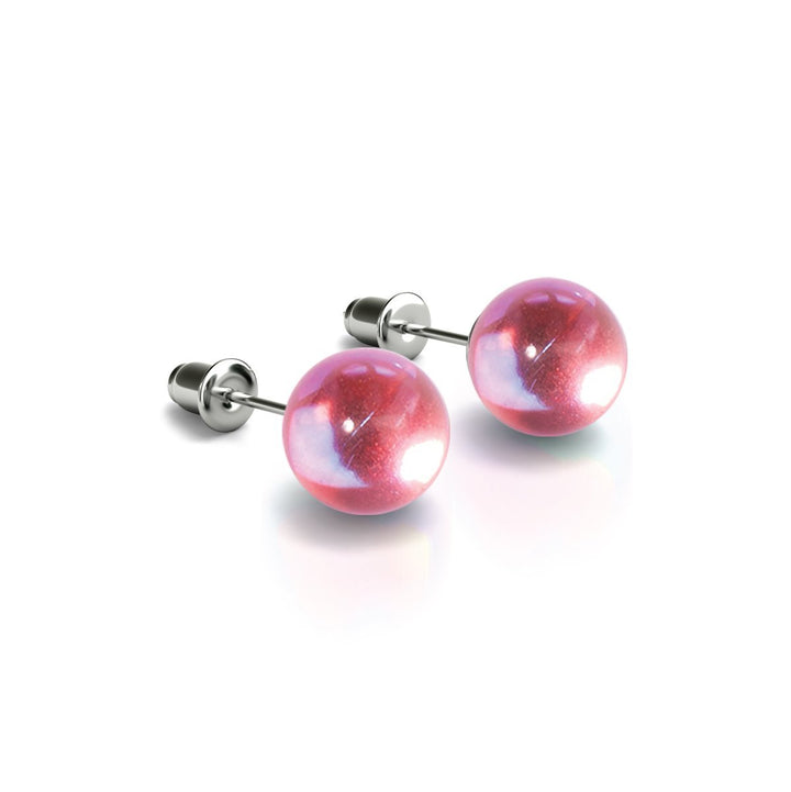 Pink Nebula | .925 Sterling Silver | Galaxy Glass Stud Earrings