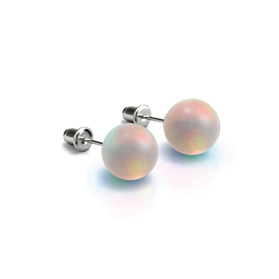 Peach | .925 Sterling Silver | Mermaid Glass Stud Earrings