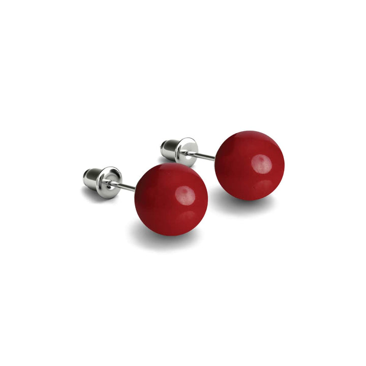 Coral | .925 Sterling Silver | Stone Stud Earrings