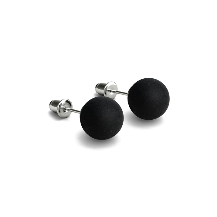 Matte Black Agate | .925 Sterling Silver | Stone Stud Earrings