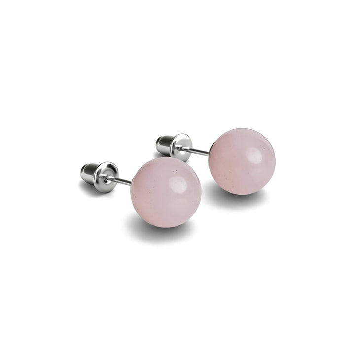 Rose Quartz | .925 Sterling Silver | Stone Stud Earrings