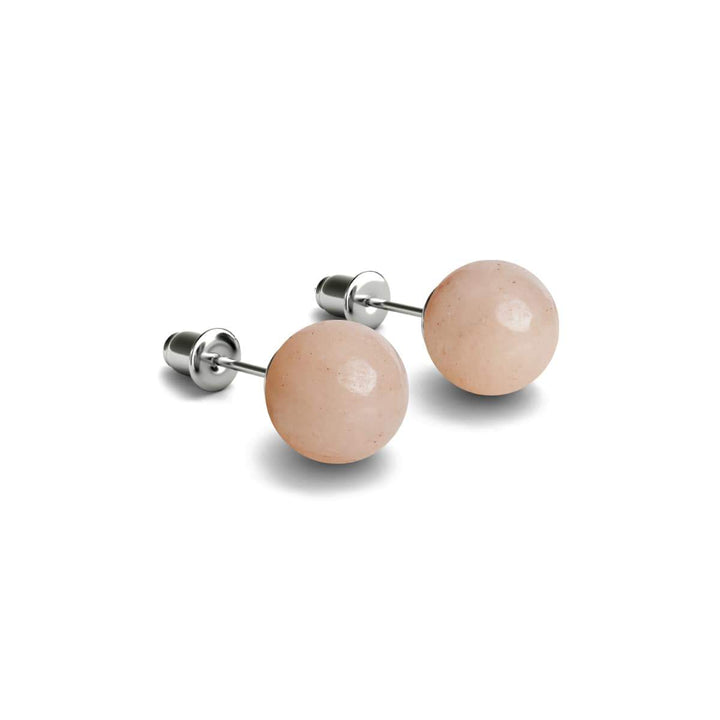 Pink Aventurine | .925 Sterling Silver | Stone Stud Earrings