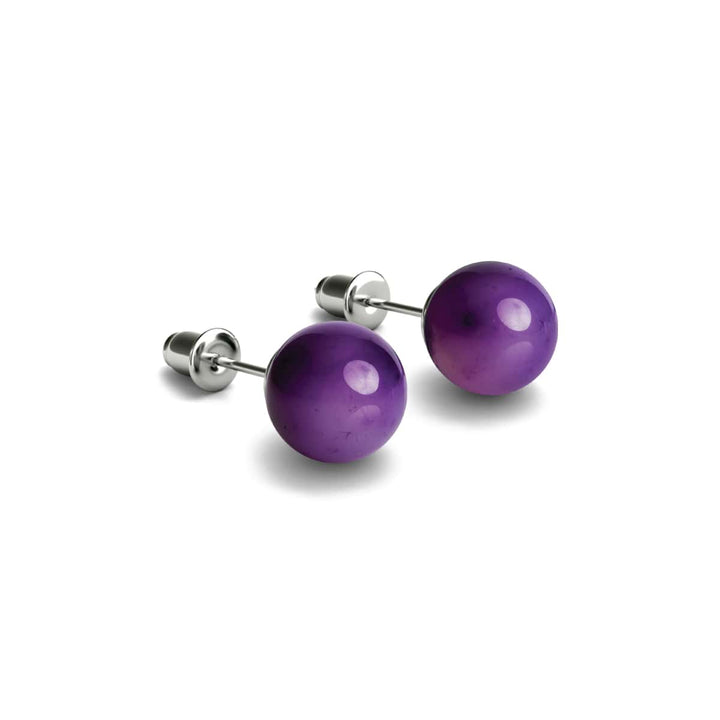 Purple Line Faceted Agate | .925 Sterling Silver | Stone Stud Earrings