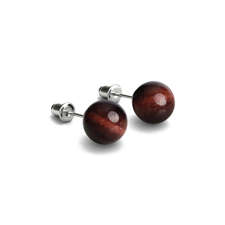 Red Tigers Eye | .925 Sterling Silver | Stone Stud Earrings