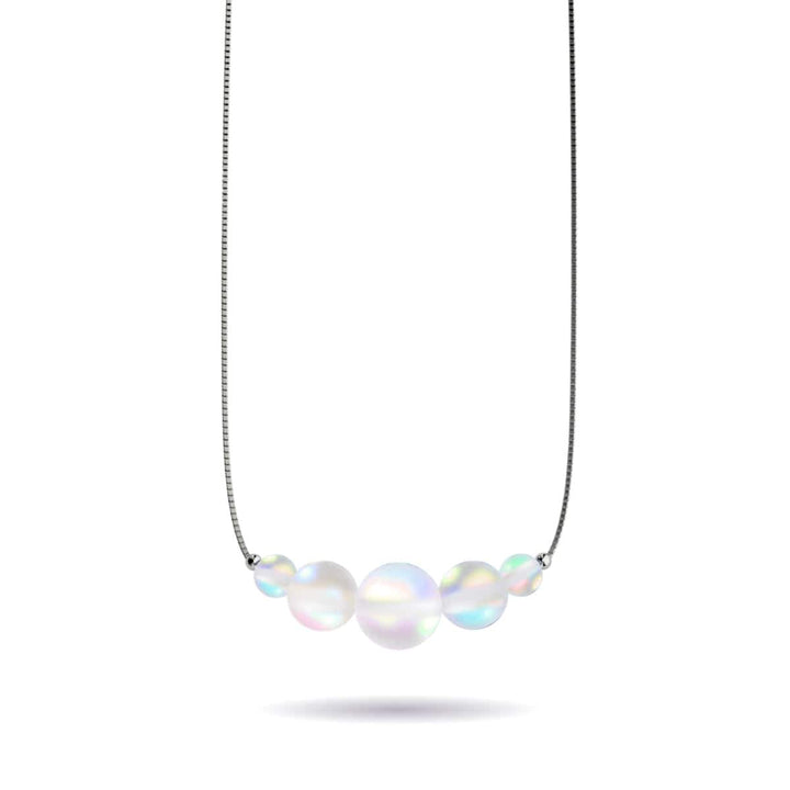 Rainbow White | .925 Sterling Silver | Mermaid Glass Infinity Clasp Necklace