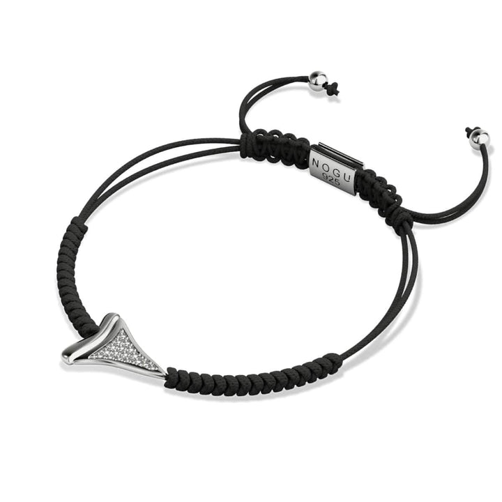 Shark Tooth Black Macrame Bracelet by Lauren Howe | .925 Sterling Silver | Crystal