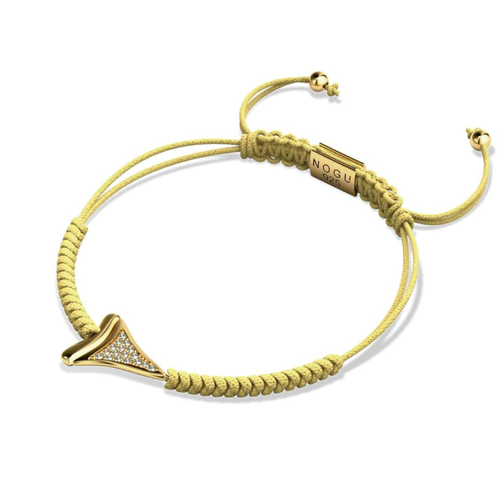 Shark Tooth Sand Macrame Bracelet by Lauren Howe | .925 Sterling Gold Vermeil | Crystal