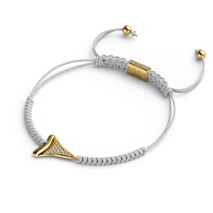 Shark Tooth White Macrame Bracelet by Lauren Howe | .925 Sterling Silver Gold Vermeil | Crystal