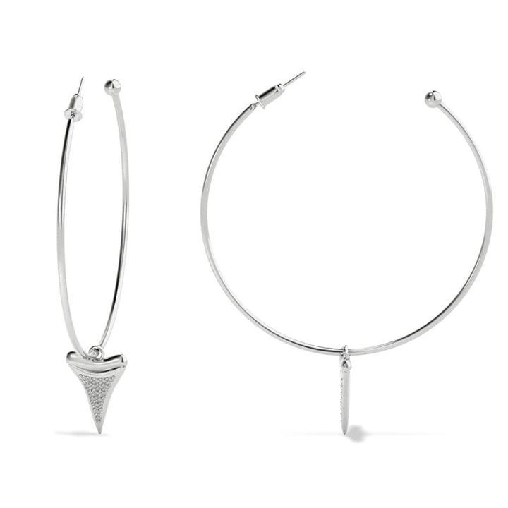 Shark Tooth Hoop Earrings by Lauren Howe | .925 Sterling Silver | Crystal