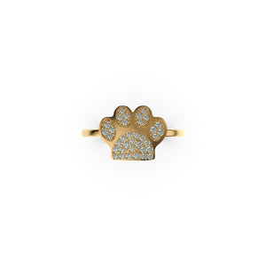 Paw | 18k Gold Vermeil | .925 Sterling Silver | Cubic Zirconia Crystal Pup Print Ring