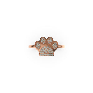 Paw | 18k Rose Gold Vermeil | .925 Sterling Silver | Cubic Zirconia Crystal Pup Print Ring