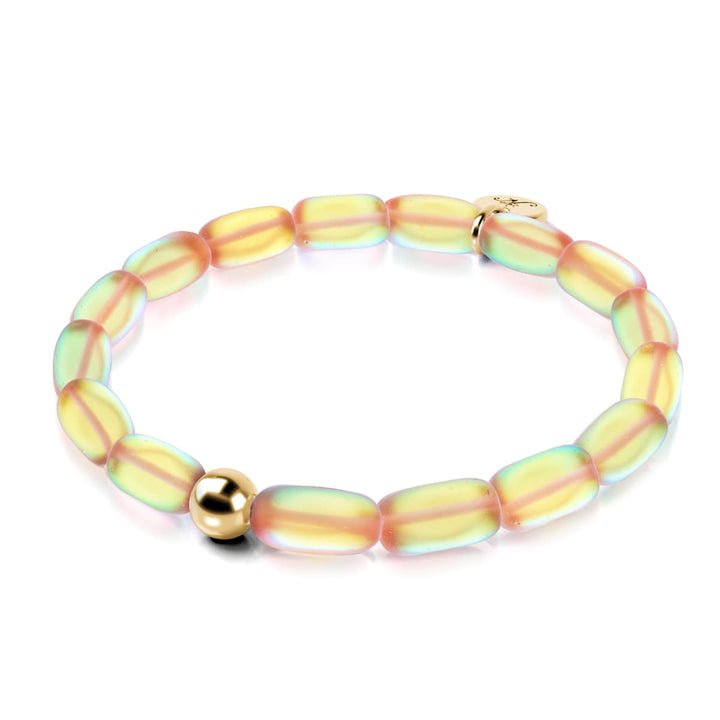 Peach | .925 Sterling Silver Gold Vermeil | Mermaid Glass Pebble Bracelet