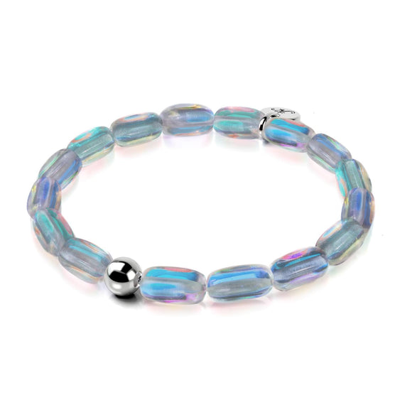 Rainbow Supernova | .925 Sterling Silver | Galaxy Glass Pebble Bracelet