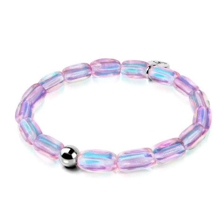 Pink Nebula | .925 Sterling Silver | Galaxy Glass Pebble Bracelet