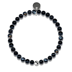 Black Line Agate | .925 Sterling Silver | Healing Gemstone Bead Bracelet