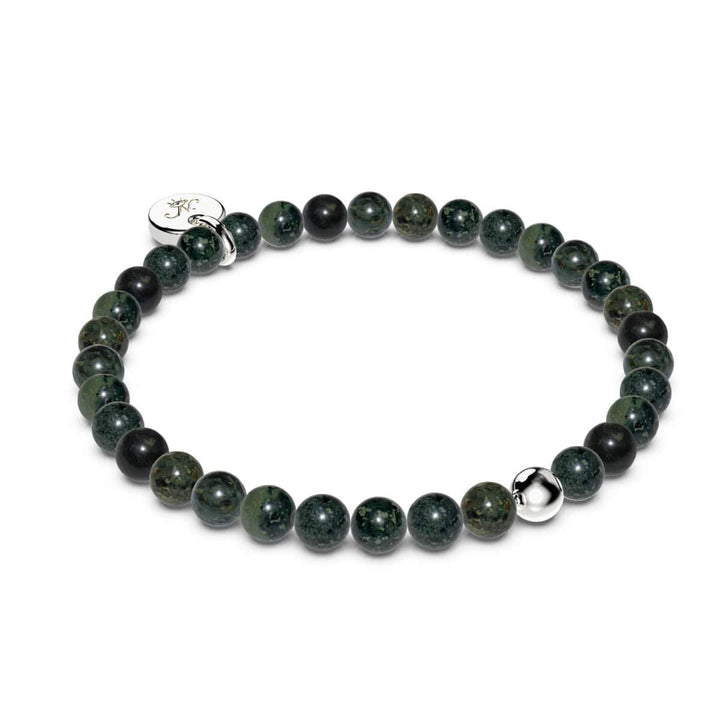Midnight Green Jasper | .925 Sterling Silver | Healing Gemstone Bead Bracelet
