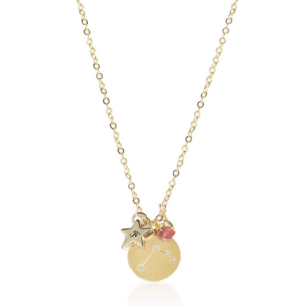 Aries gold zodiac crystal gold sandstone necklace