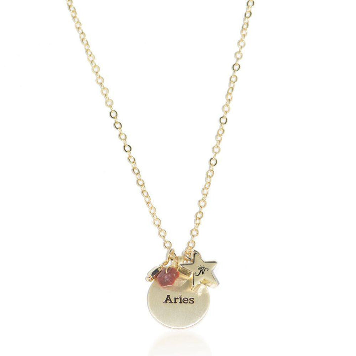 Aries gold zodiac crystal gold sandstone necklace