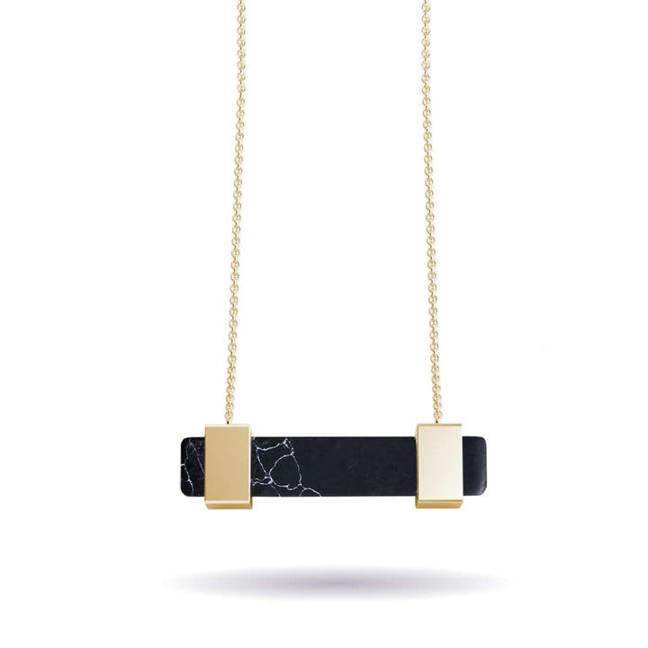 Black Agate | Gold | Gemstone Bar Necklace