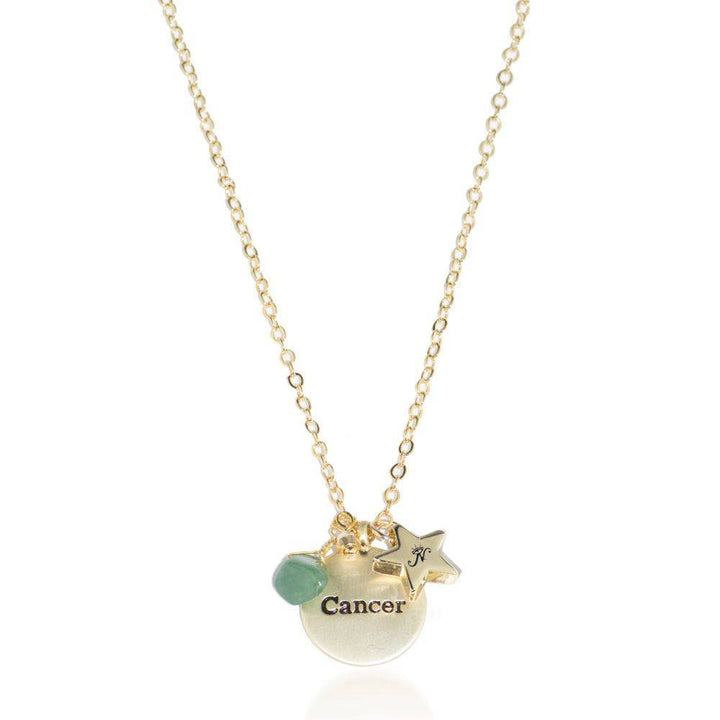 Cancer gold zodiac crystal emarald necklace