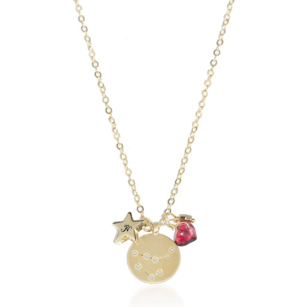 Capricorn gold zodiac crystal ruby necklace