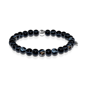 Courage | Silver Essence Black Line Agate Bracelet
