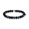 Men's | Silver | Black Line Agate Bead Bracelet